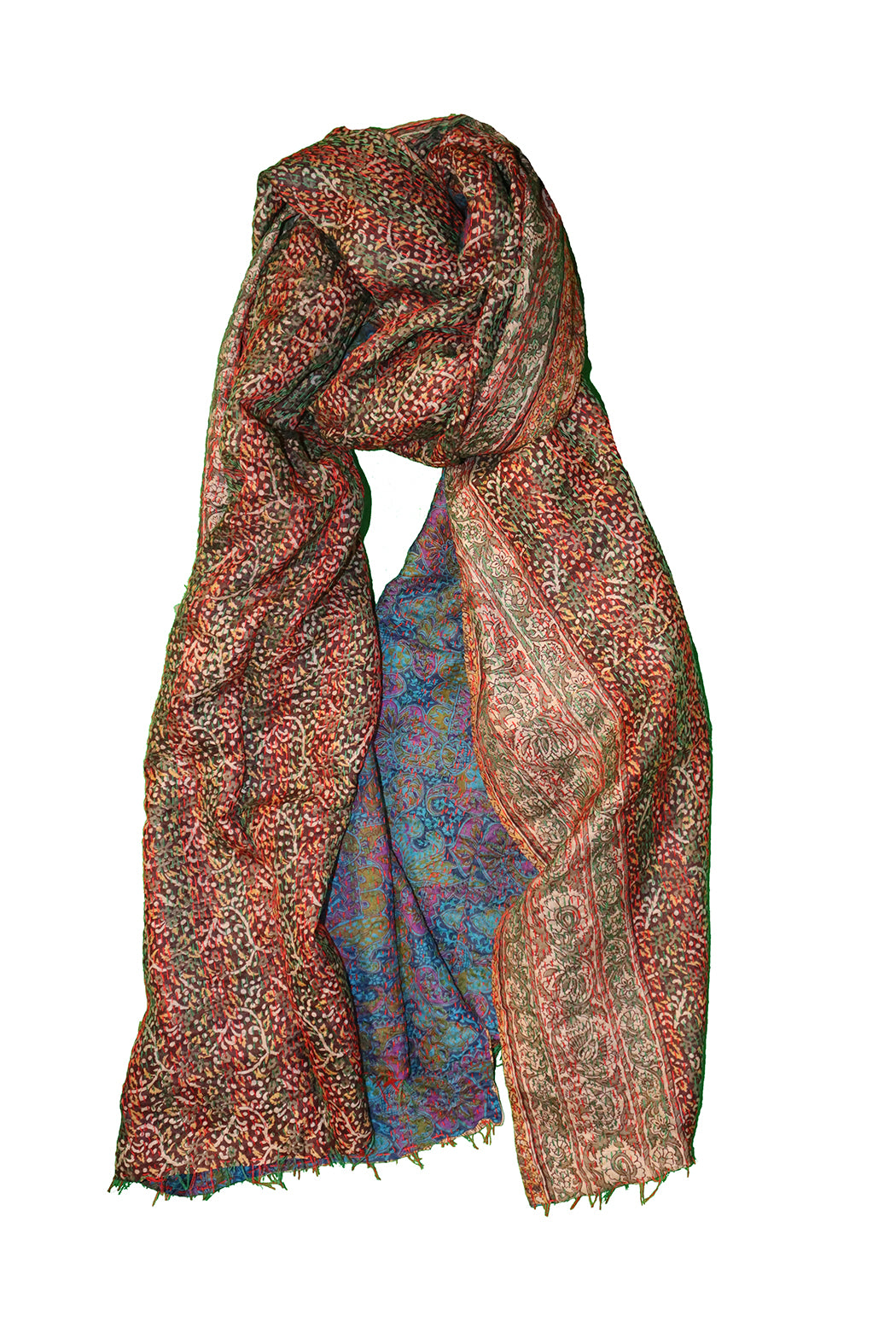 Kantha silketørklæde – Recycled Vintage Sari | 85x190 cm | MASALA
