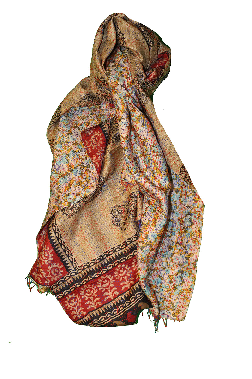 Sari-Kantha-Seidenschal 85*190 cm