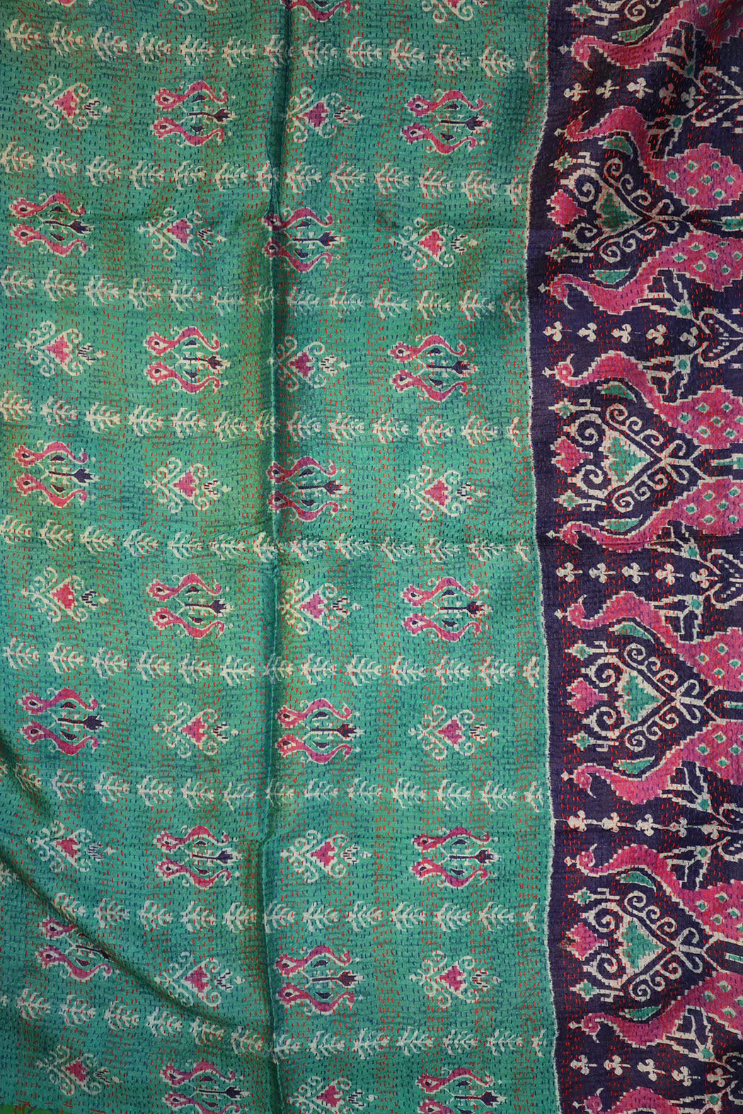 Sari-Kantha-Seidenschal 85*190 cm