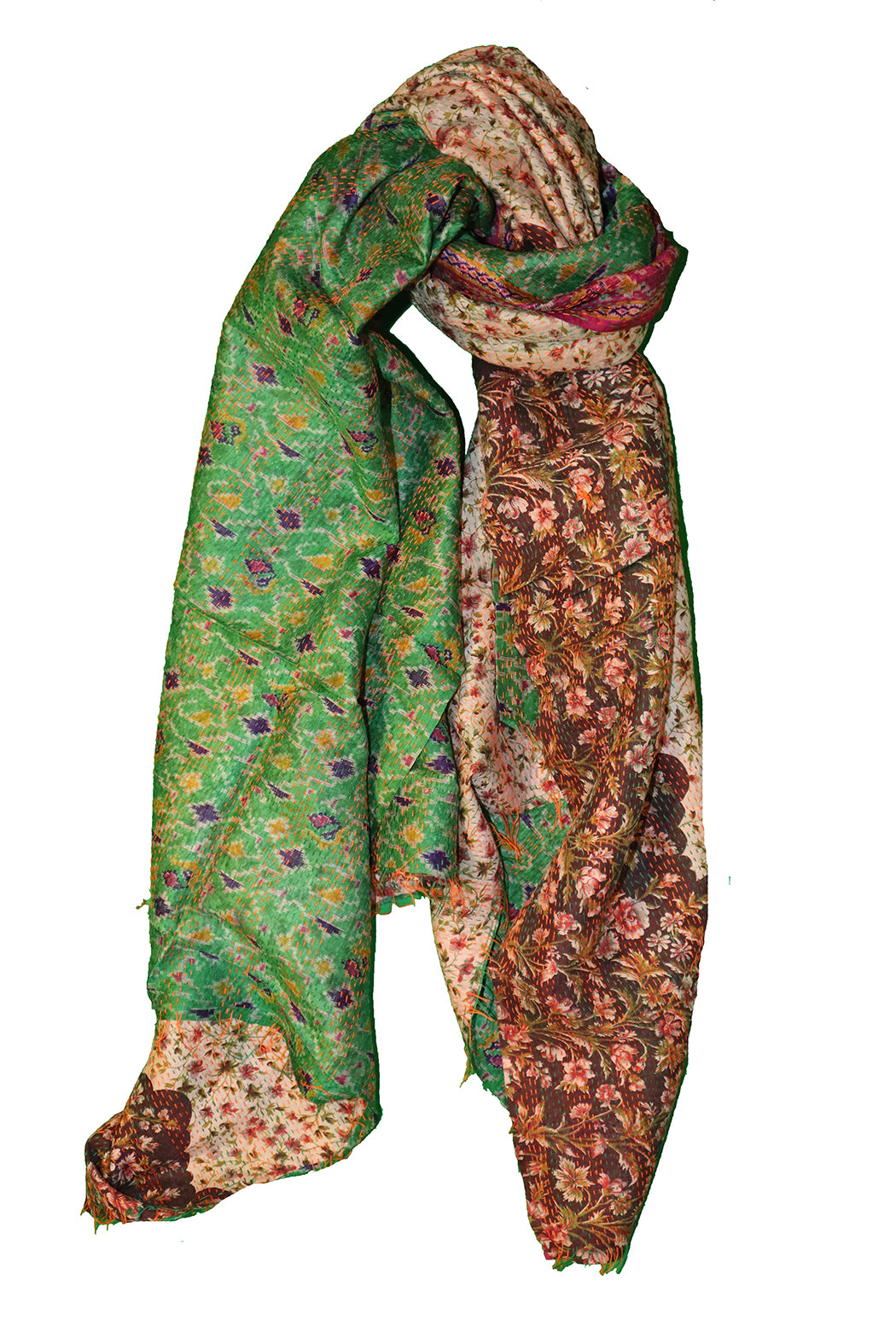 Sari-Kantha-Seidenschal 85*190 cm