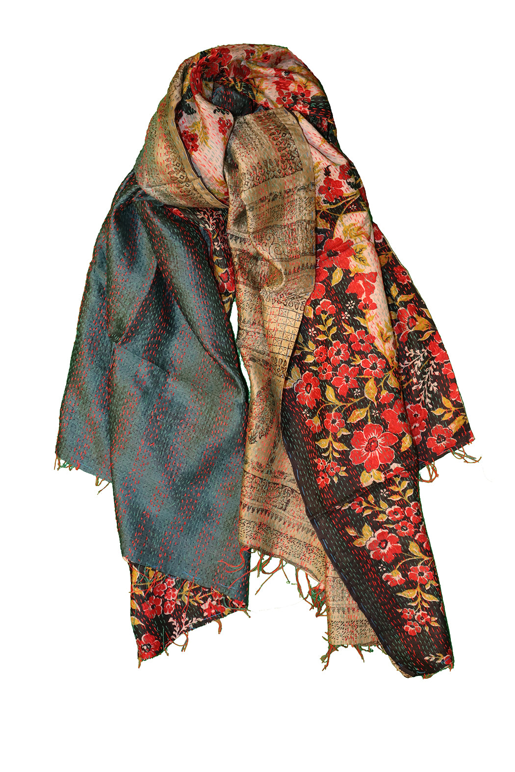 Sari-Kantha-Seidenschal 85*190 cm