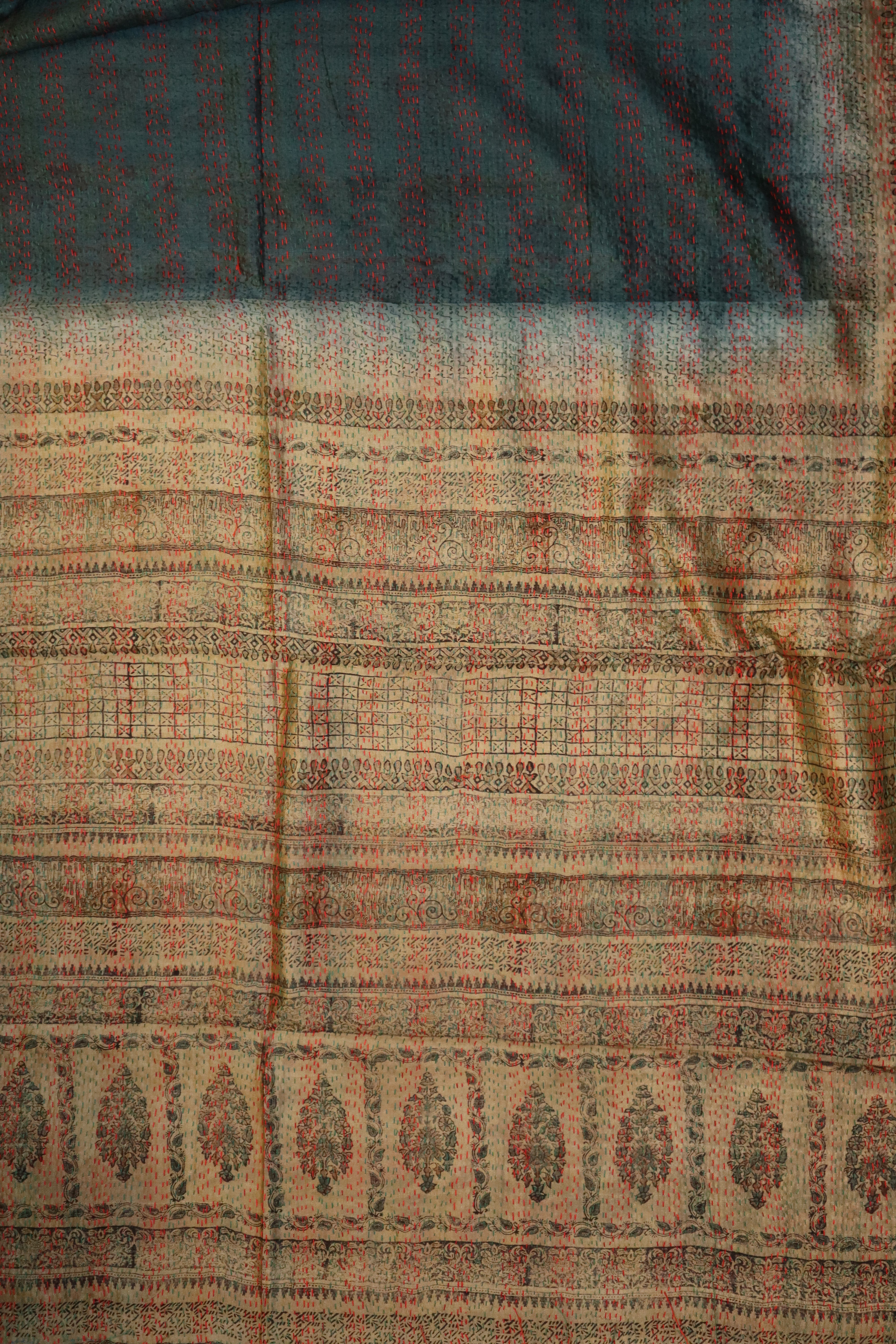 Sari kantha silk scarf 85*190 cm
