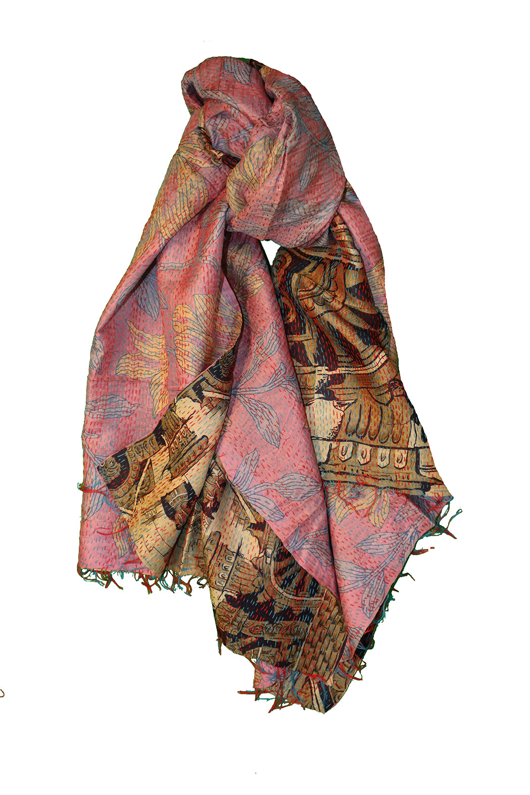 Sari-Kantha-Seidenschal 85*190 cm