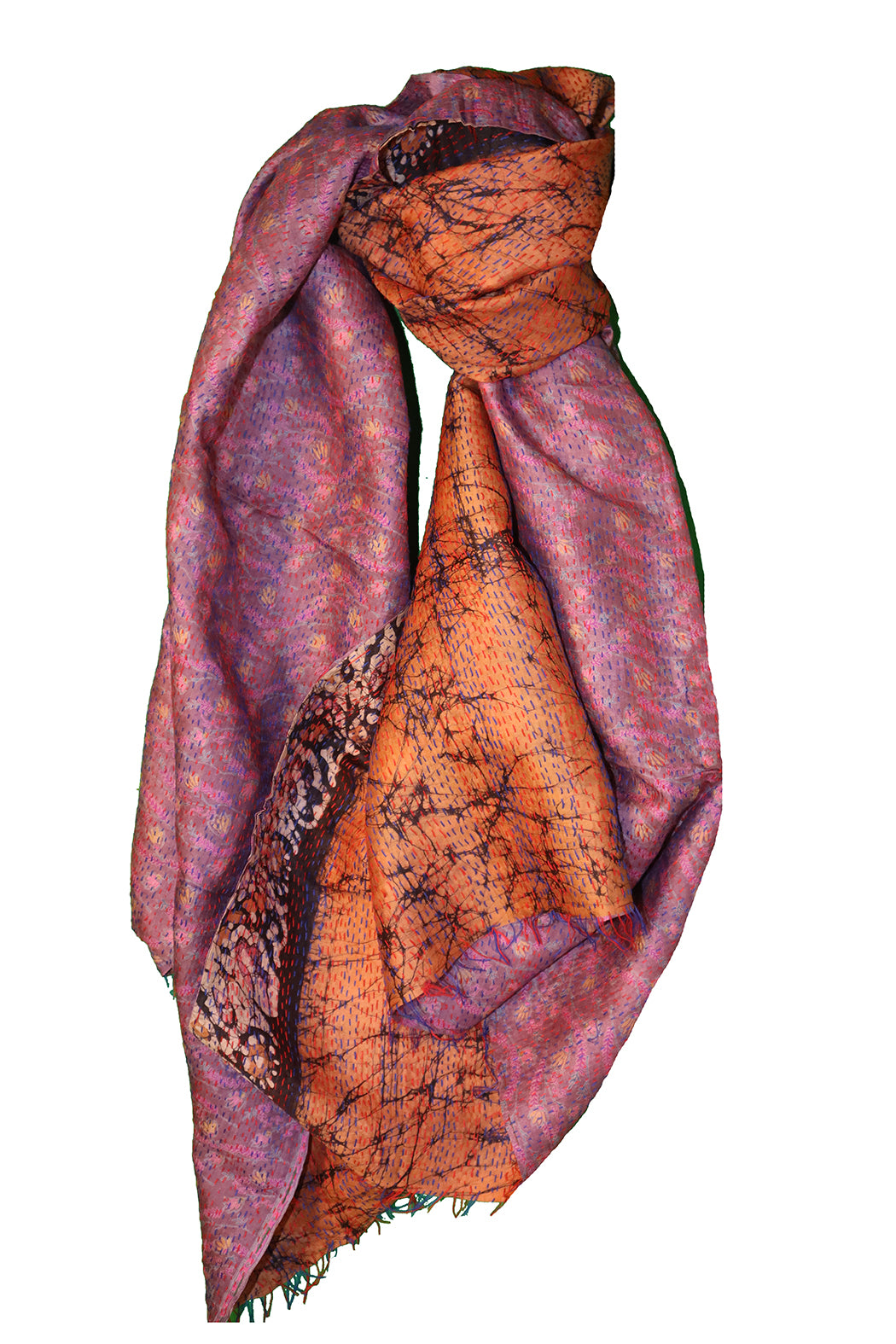 Sari-Kantha-Seidenschal 85*190 cm