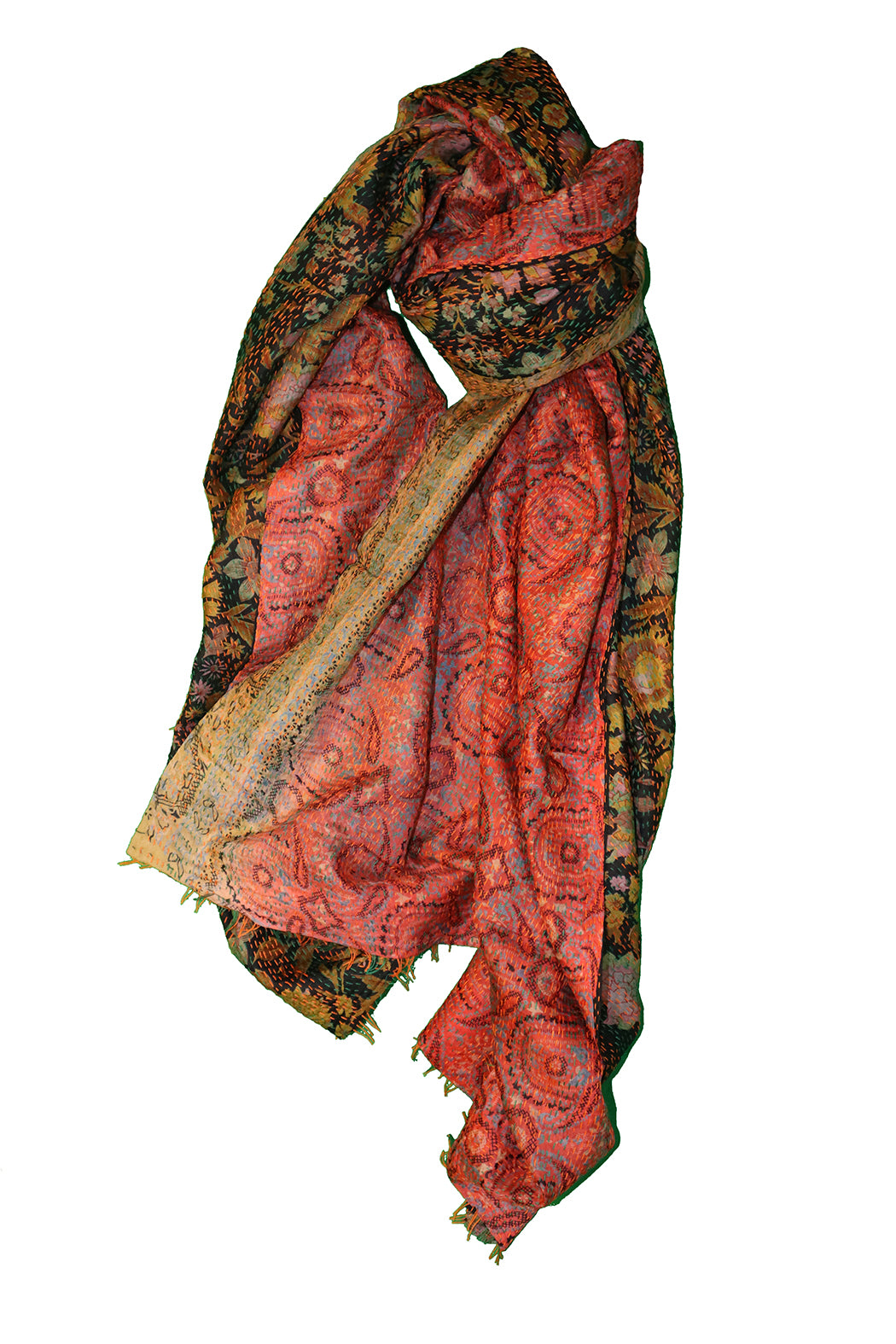 Sari-Kantha-Seidenschal 85*190 cm