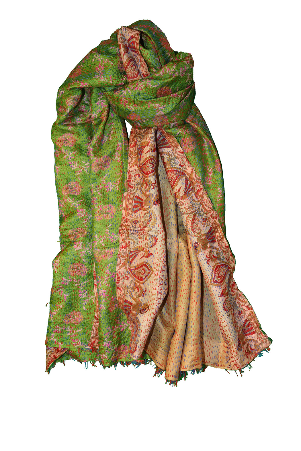 Sari-Kantha-Seidenschal 85*190 cm