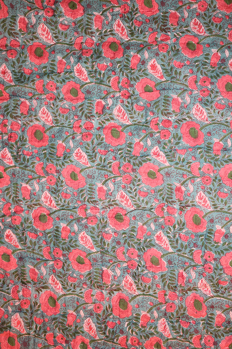 Gesteppte Decke mit Blockdruck, 270 x 220 cm, Baumwolle