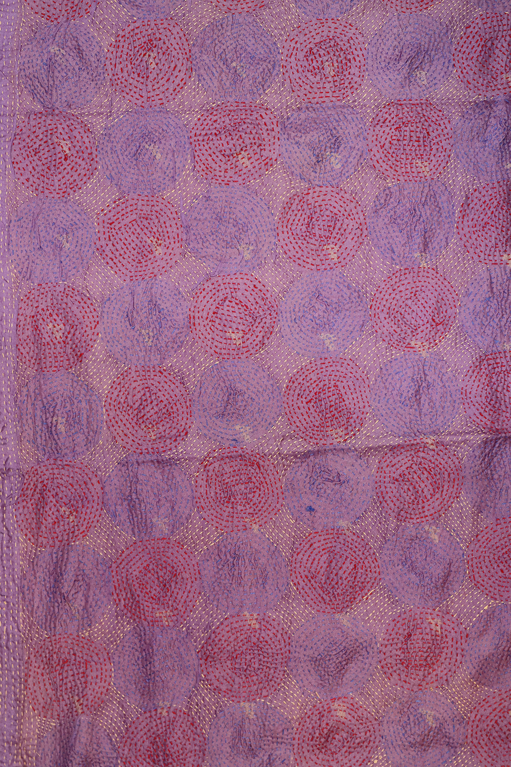 Kantha Vintage-Schal 40x190 cm, Seide, rundes Kantha