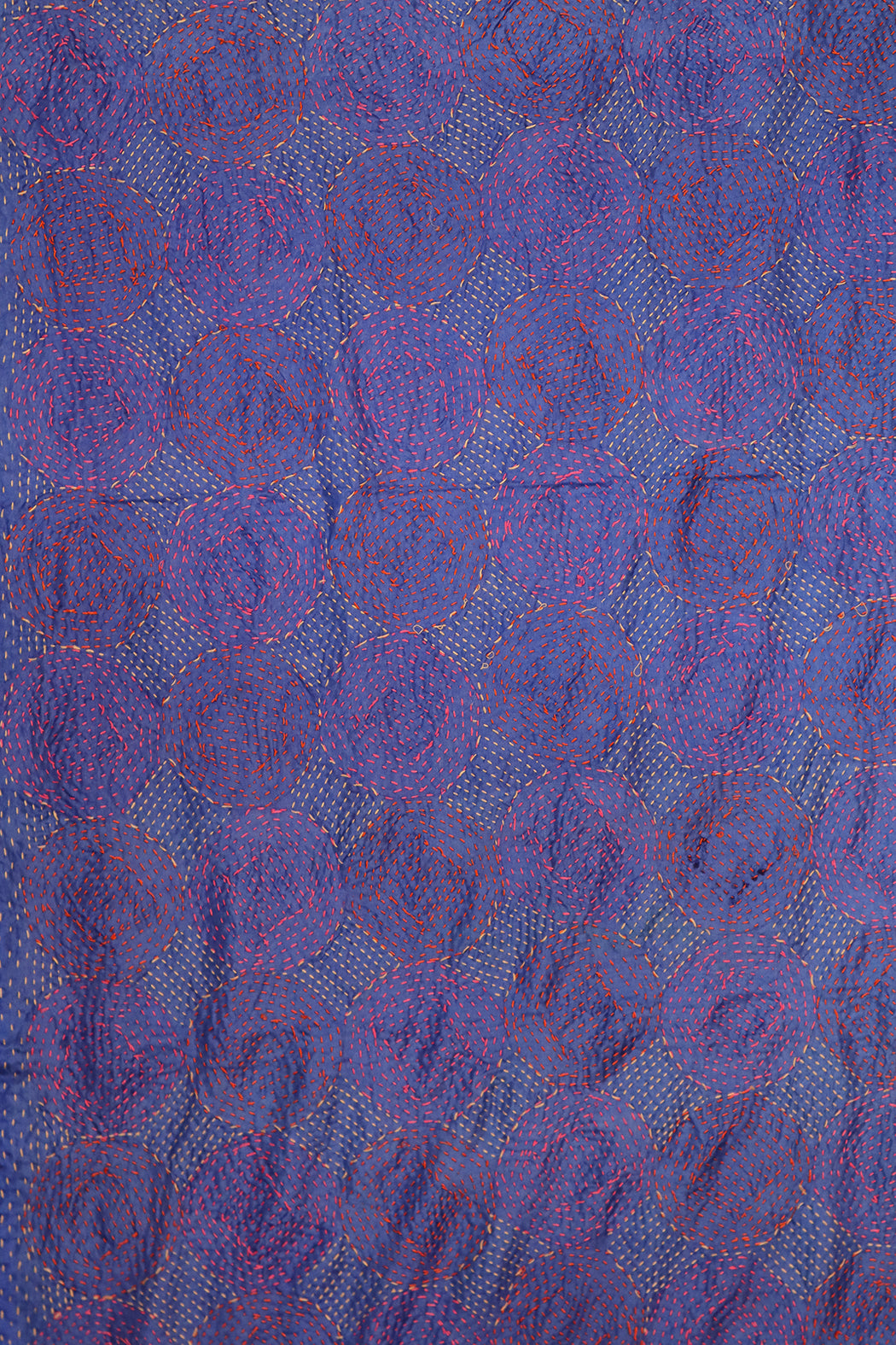 Kantha Vintage-Schal 40x190 cm, Seide, rundes Kantha