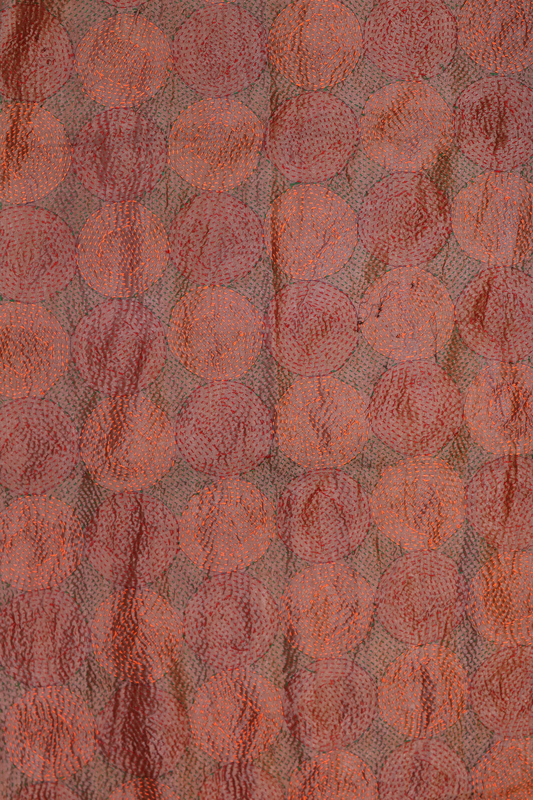 Kantha Vintage-Schal 40x190 cm, Seide, rundes Kantha