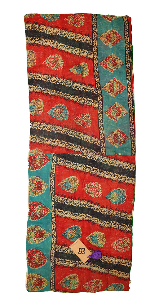 Kantha vintage bænkhynde 45*120 cm bomuld