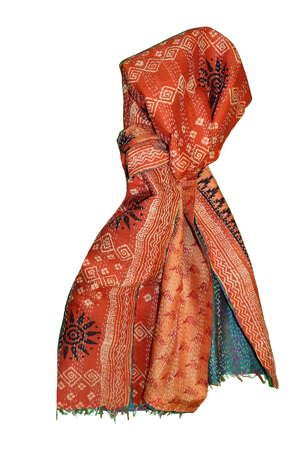 Sari-Kantha-Seidenschal 40*190 cm
