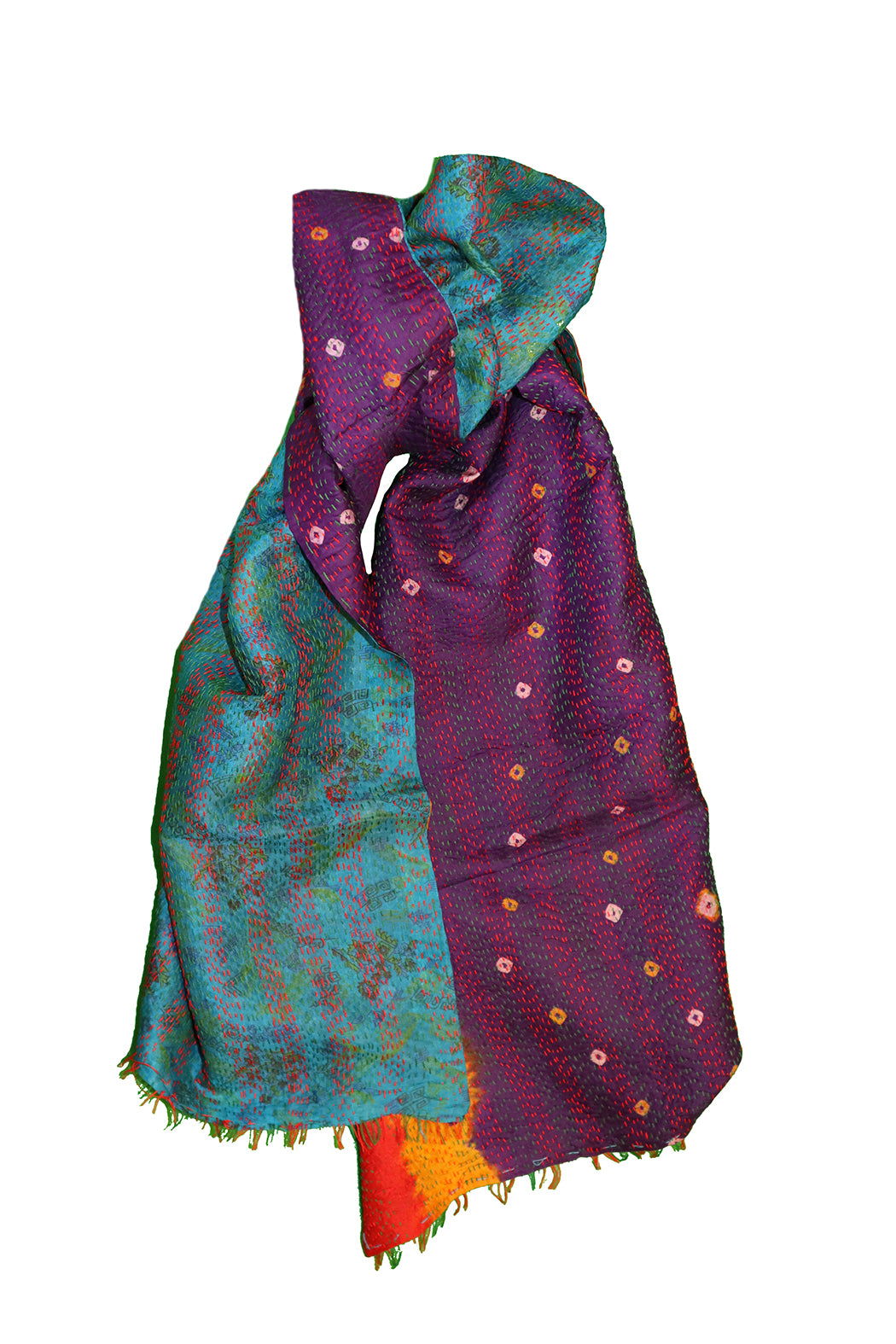 Sari kantha silk scarf 40*190 cm