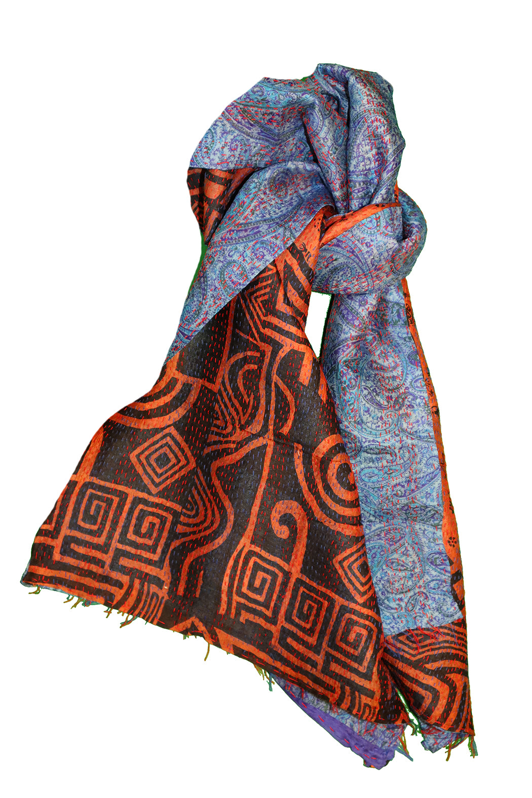 Sari kantha silk scarf 40*190 cm