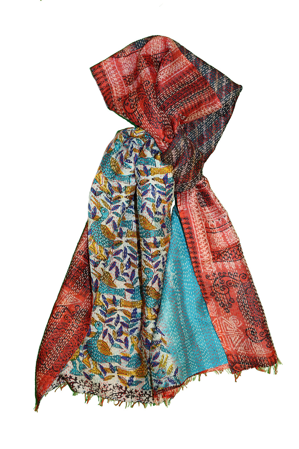 Sari-Kantha-Seidenschal 40*190 cm