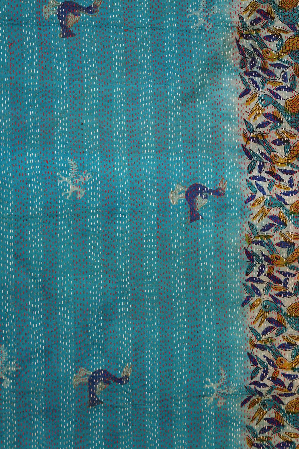Sari kantha silk scarf 40*190 cm