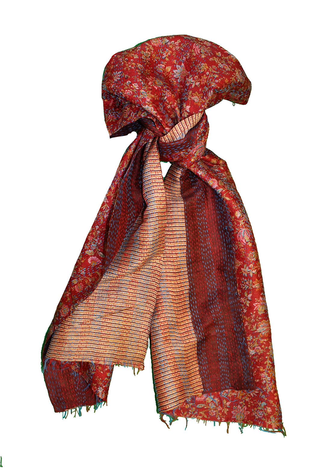 Sari kantha silk scarf 40*190 cm