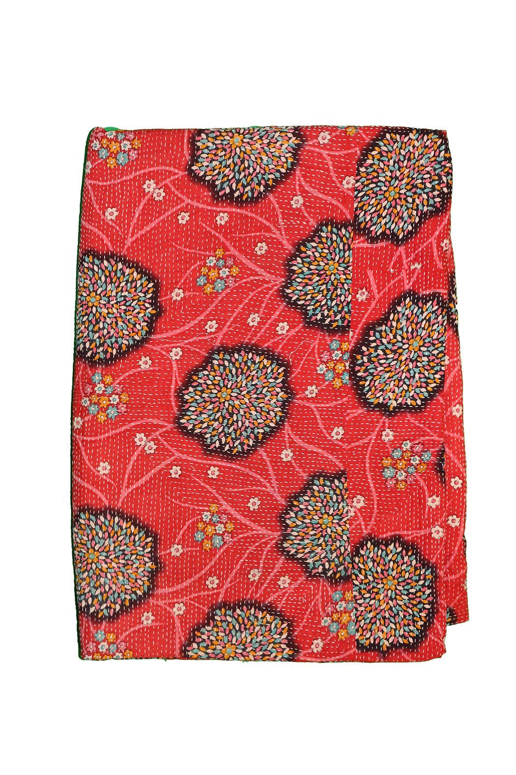 Recycled kantha vintage tæppe ca 140x210 cm, bomuld