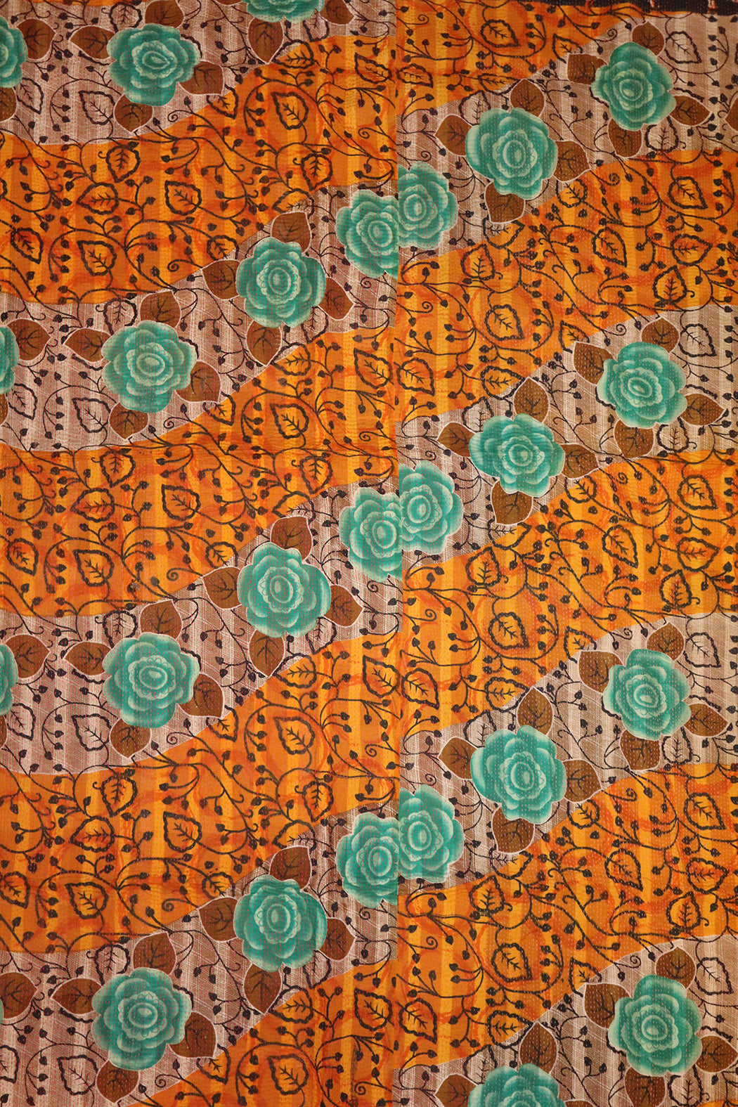 Kantha vintage tæppe ca 140x210 cm, bomuld