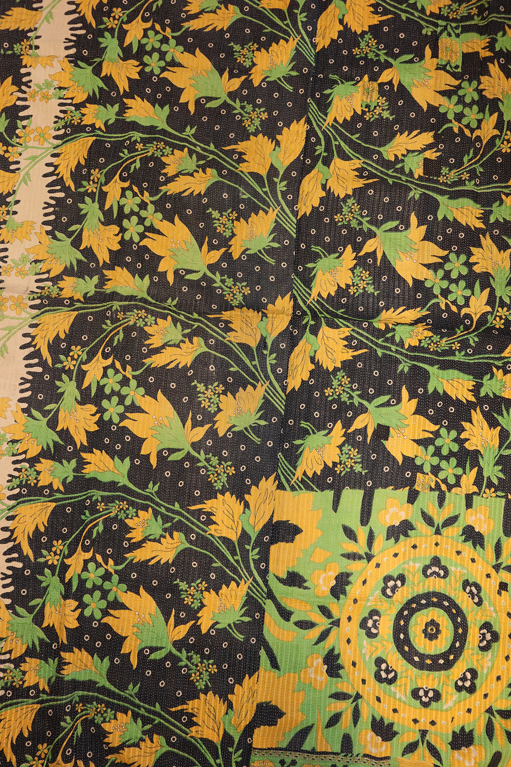 Kantha vintage tæppe ca 140x210 cm, bomuld