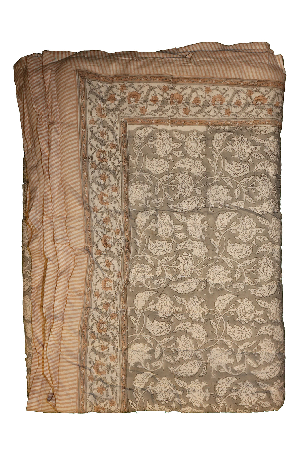 Gesteppte Decke mit Blockdruckmuster, 150 x 220 cm, grau, Baumwolle