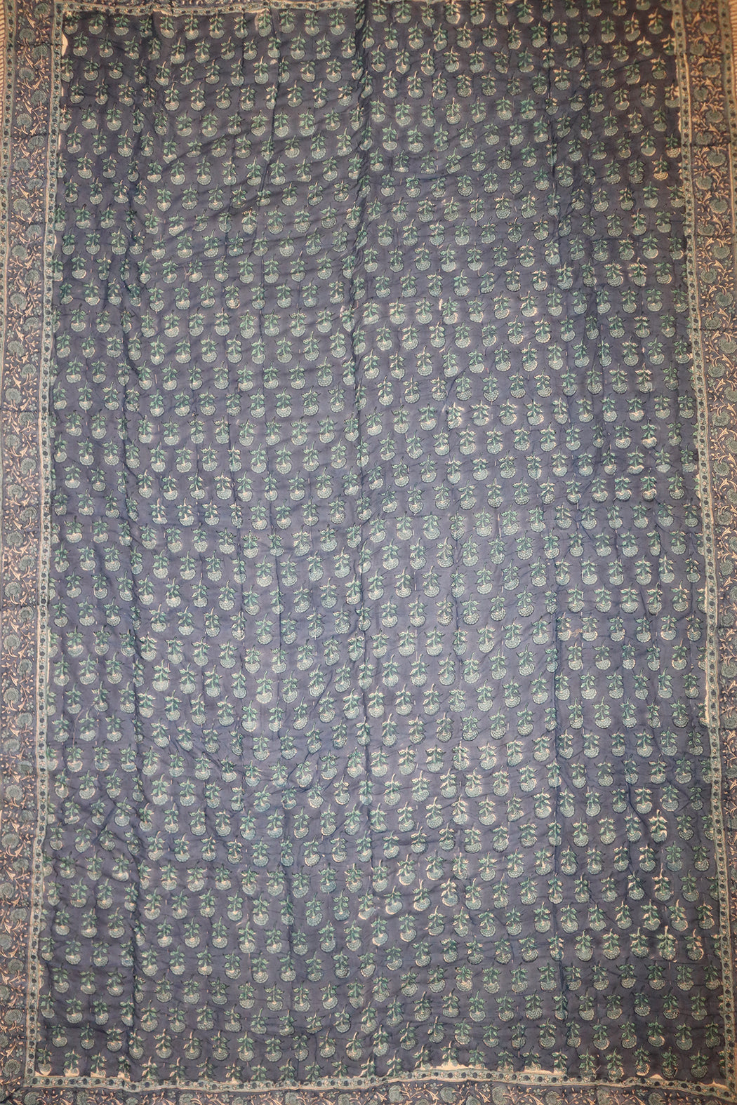 Gesteppte Decke mit Blockdruckmuster, 150 x 220 cm, blau, Baumwolle