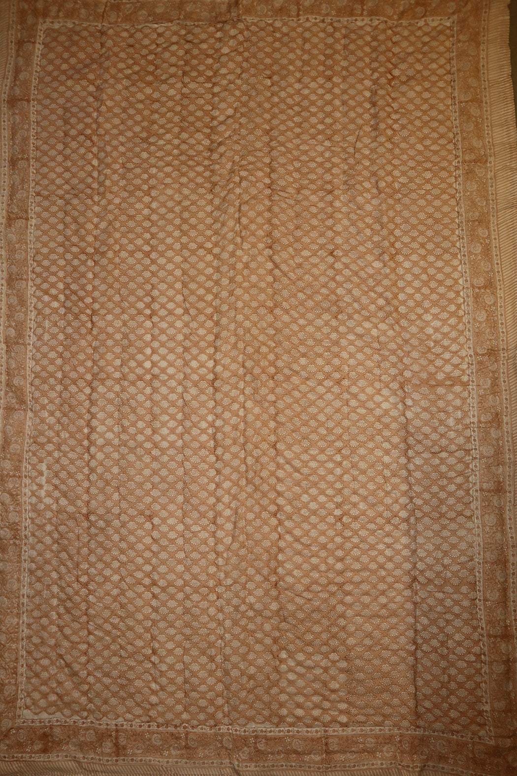 Håndlavet blokprint quiltet vattæppe 270*220 cm rose , bomuld