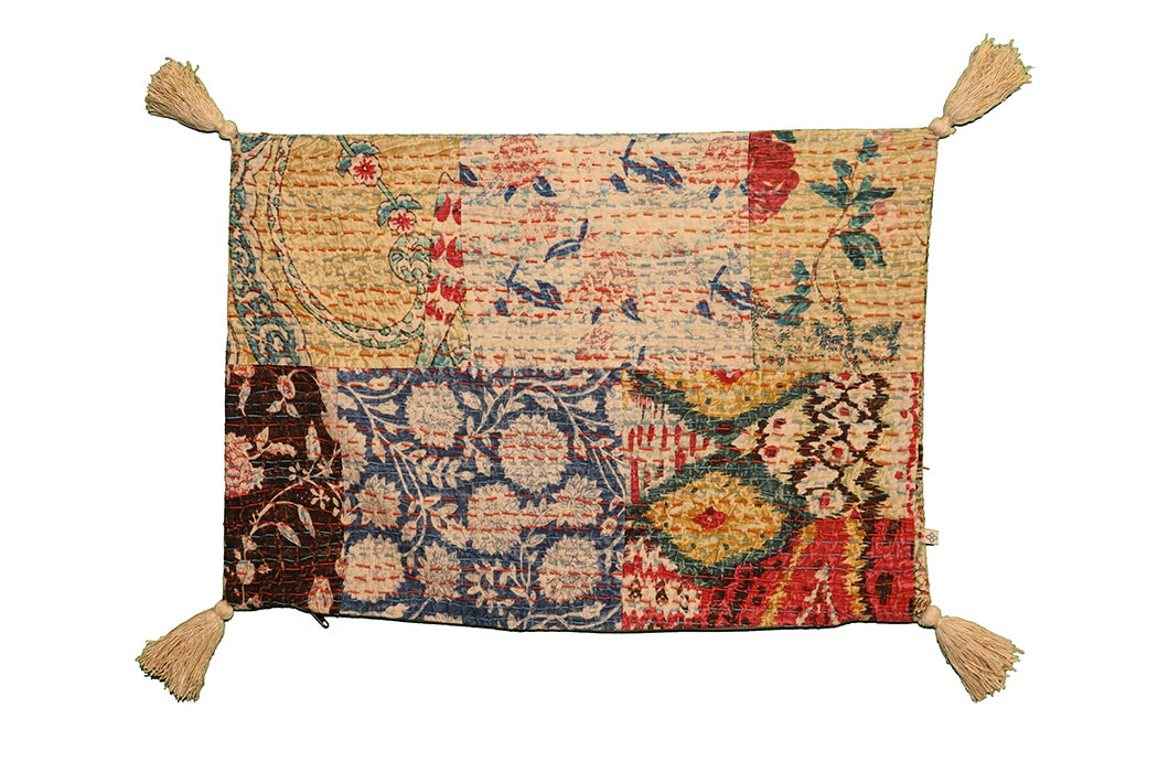 Kantha stonewash pude – Blød Bomuld | 40x60 cm | MASALA