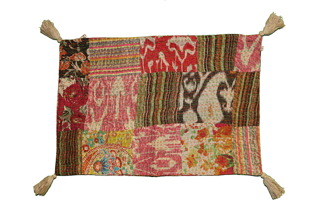 Kantha stonewash pude – Blød Bomuld | 40x60 cm | MASALA