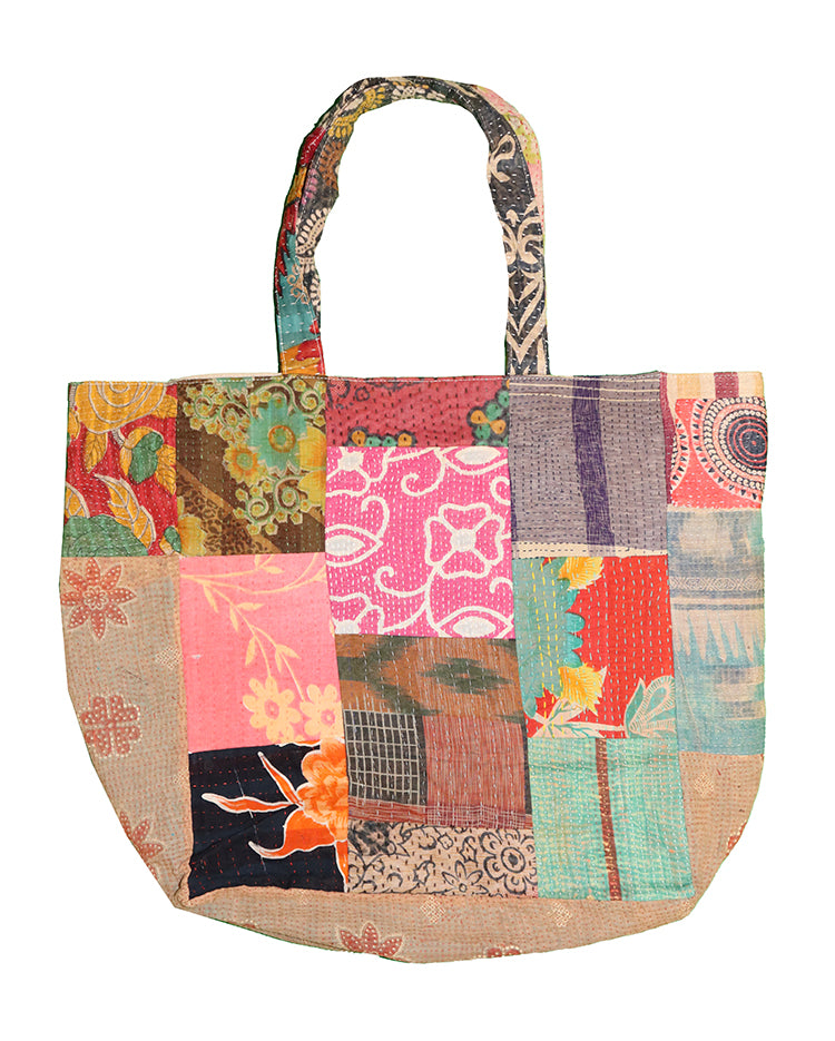 Kantha patchwork shopper