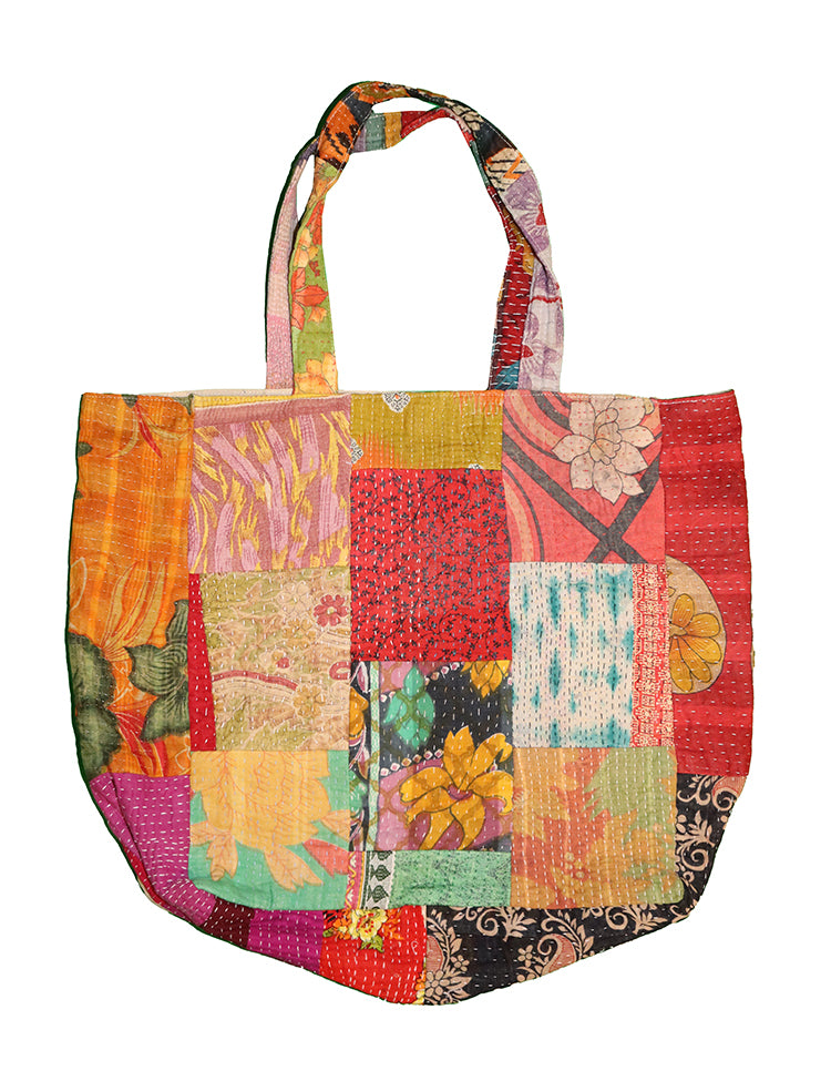 Kantha patchwork shopper