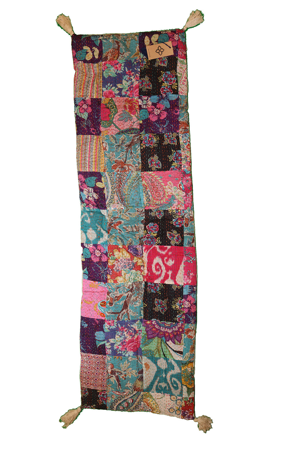 Kantha stonewash bænkhynde – Blød Bomuld | 45x150 cm | MASALA