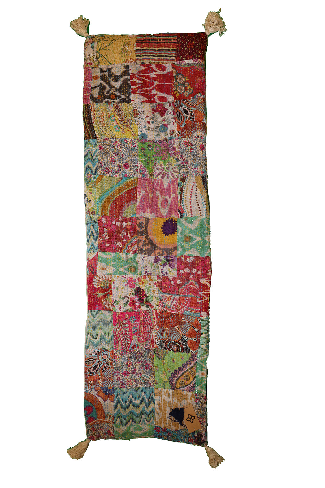 Kantha stonewash bænkhynde – Blød Bomuld | 45x150 cm | MASALA