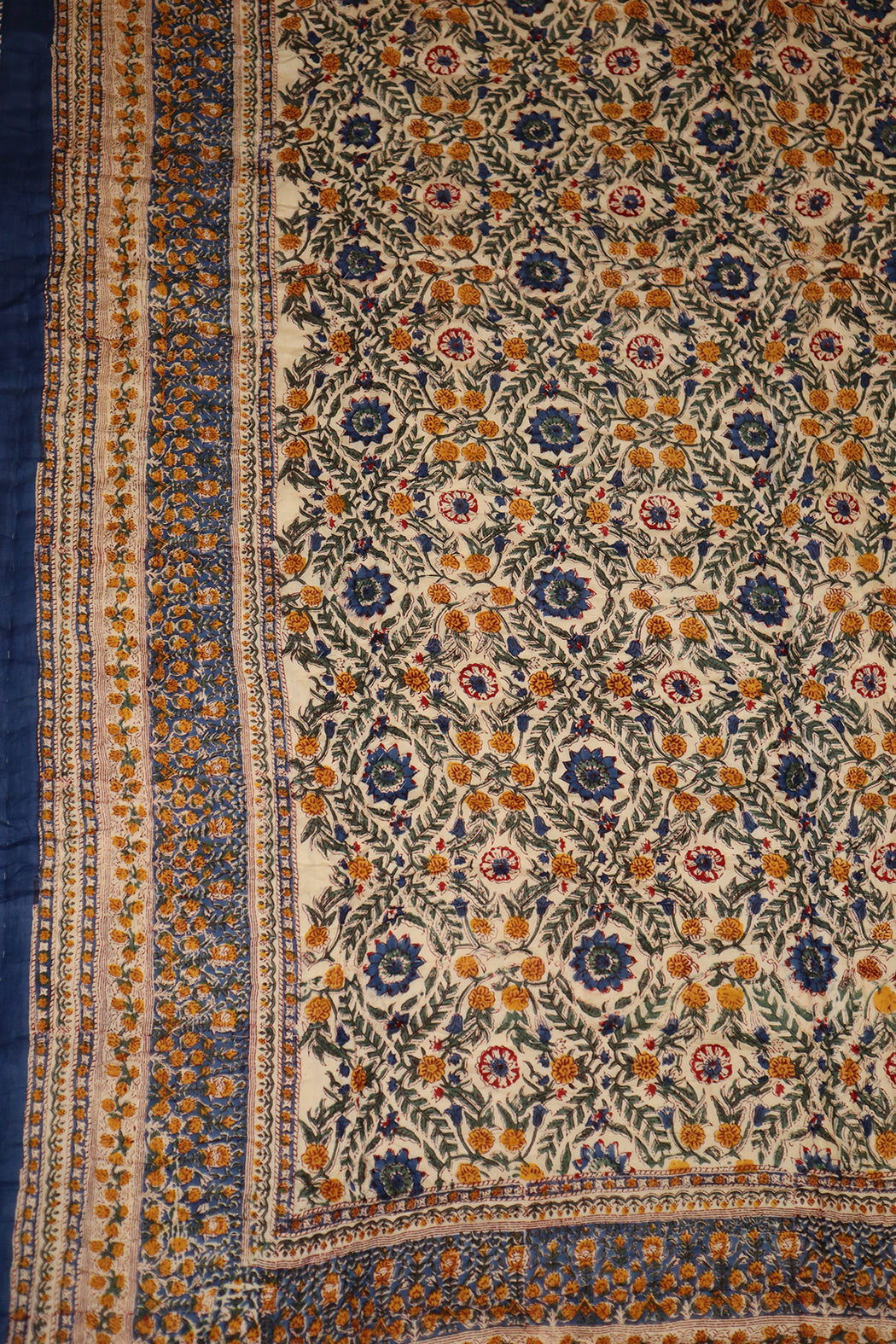 Gesteppte Decke mit Blockdruckmuster, 150 x 220 cm, blau, Baumwolle