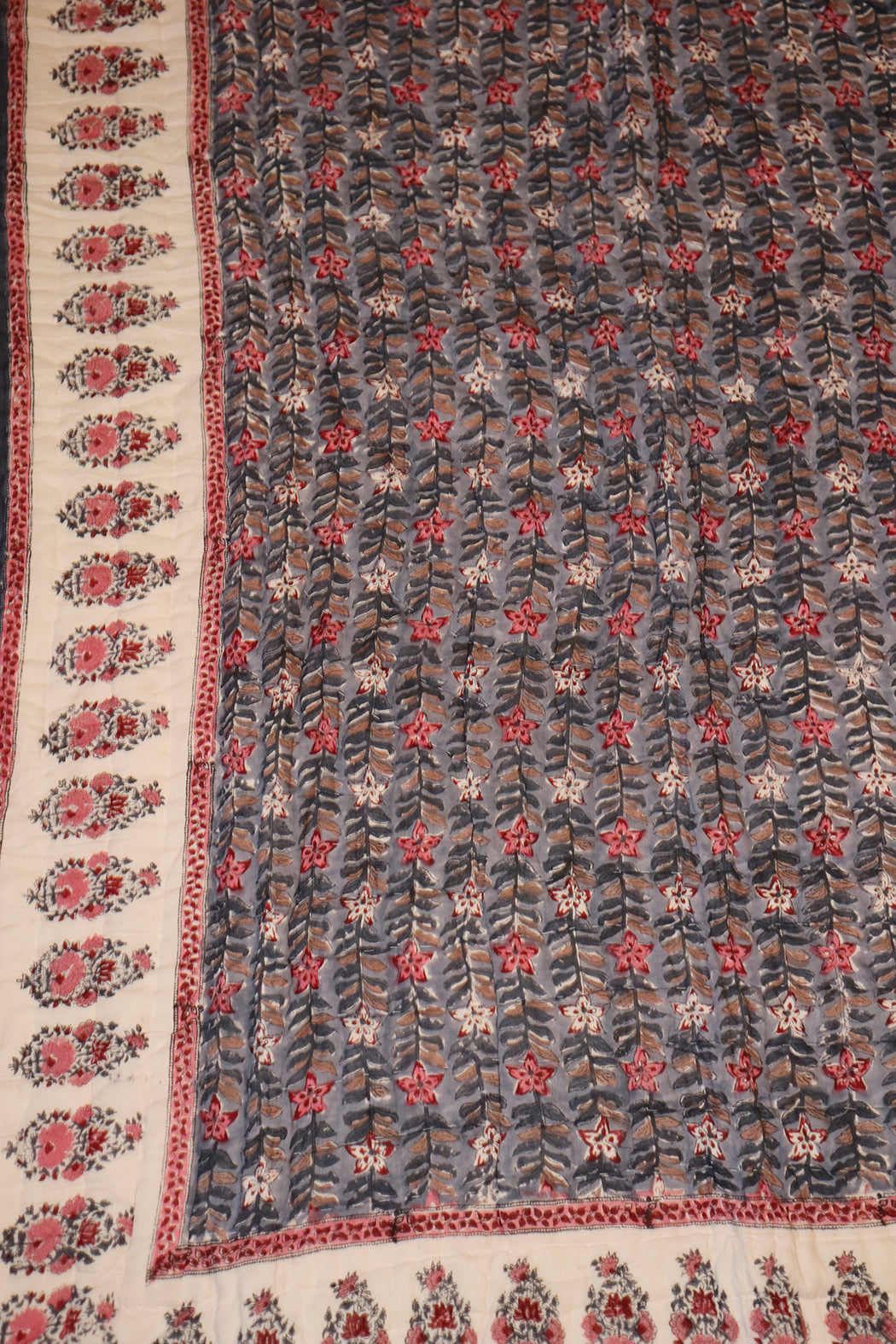 Gesteppte Decke mit Blockdruckmuster, 150 x 220 cm, blau, Baumwolle