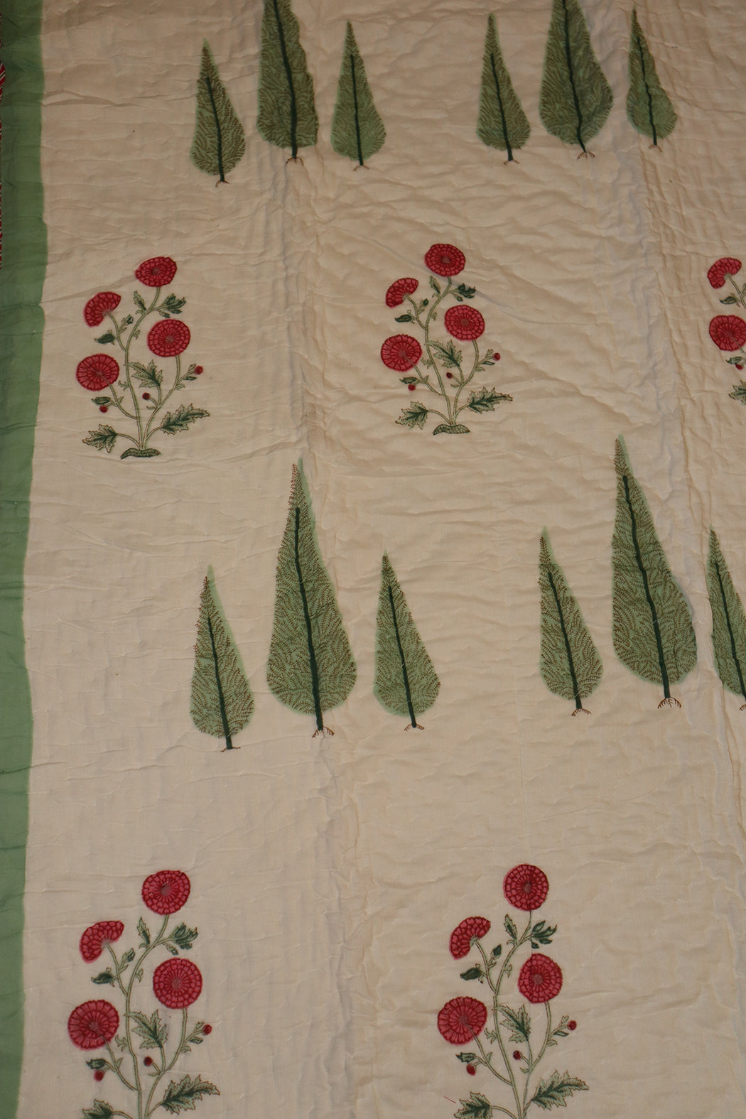 Blockprint quilted blanket 150*220 cm blue, cotton