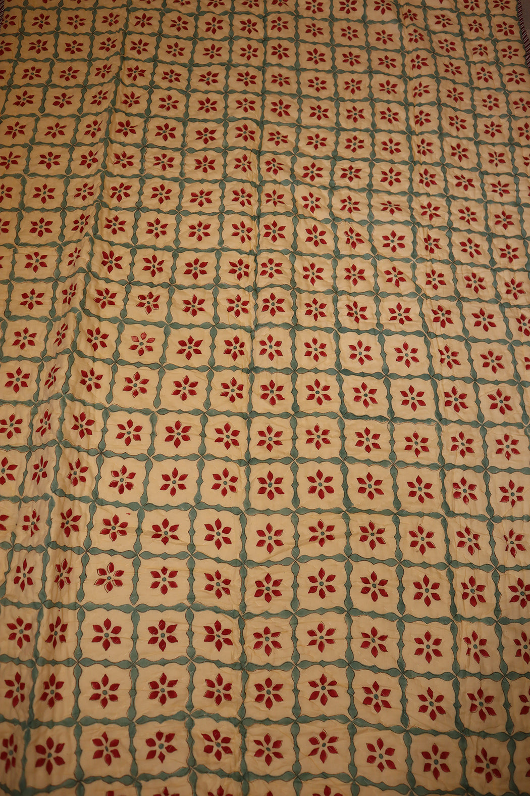 Gesteppte Decke mit Blockdruckmuster, 150 x 220 cm, blau, Baumwolle