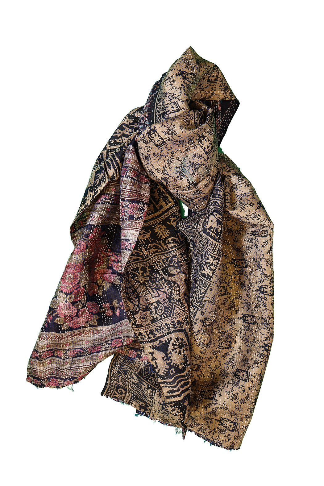 Sari-Kantha-Seidenschal 40*190 cm
