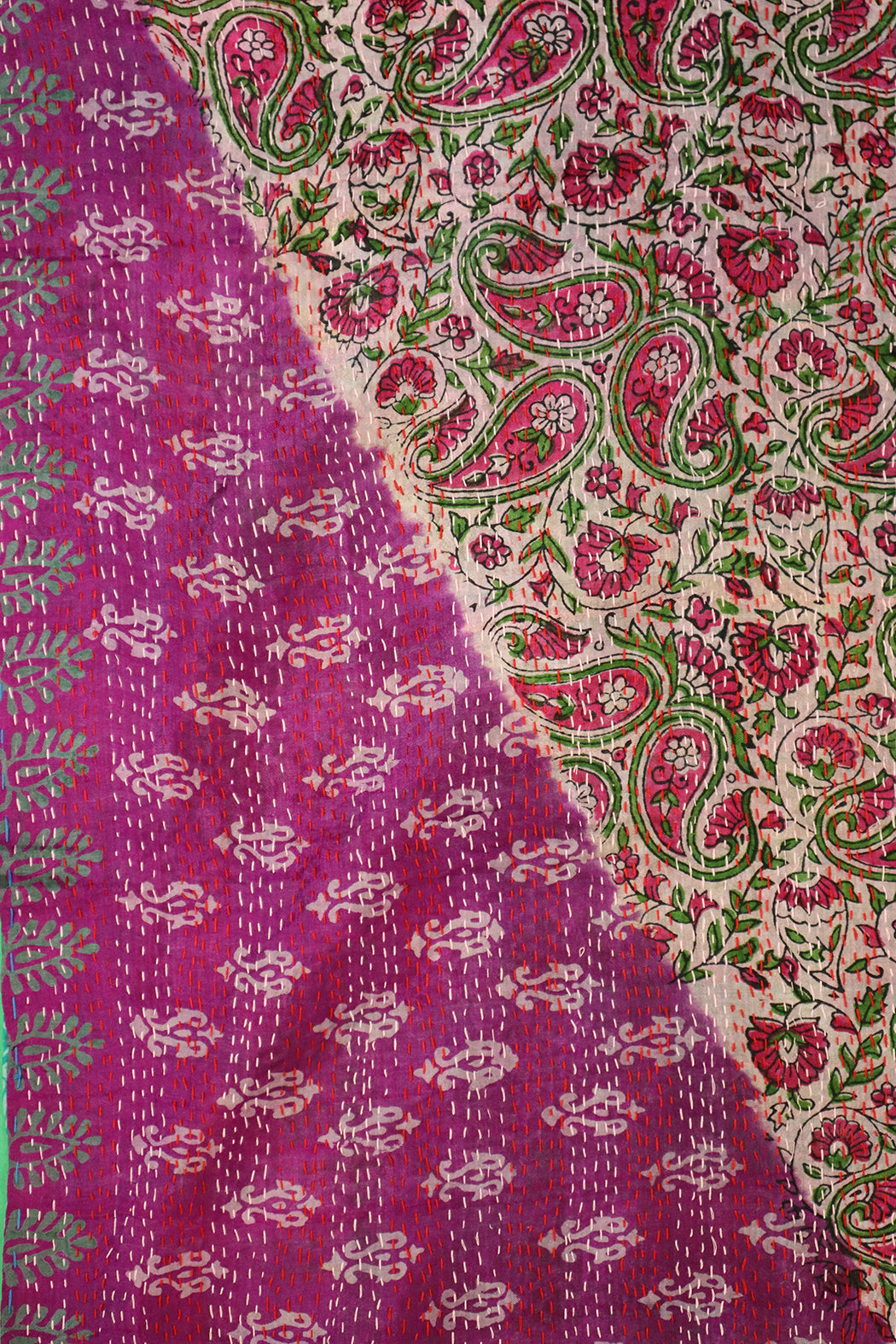 Kantha silketørklæde – Recycled Vintage Sari | 40x190 cm | MASALA
