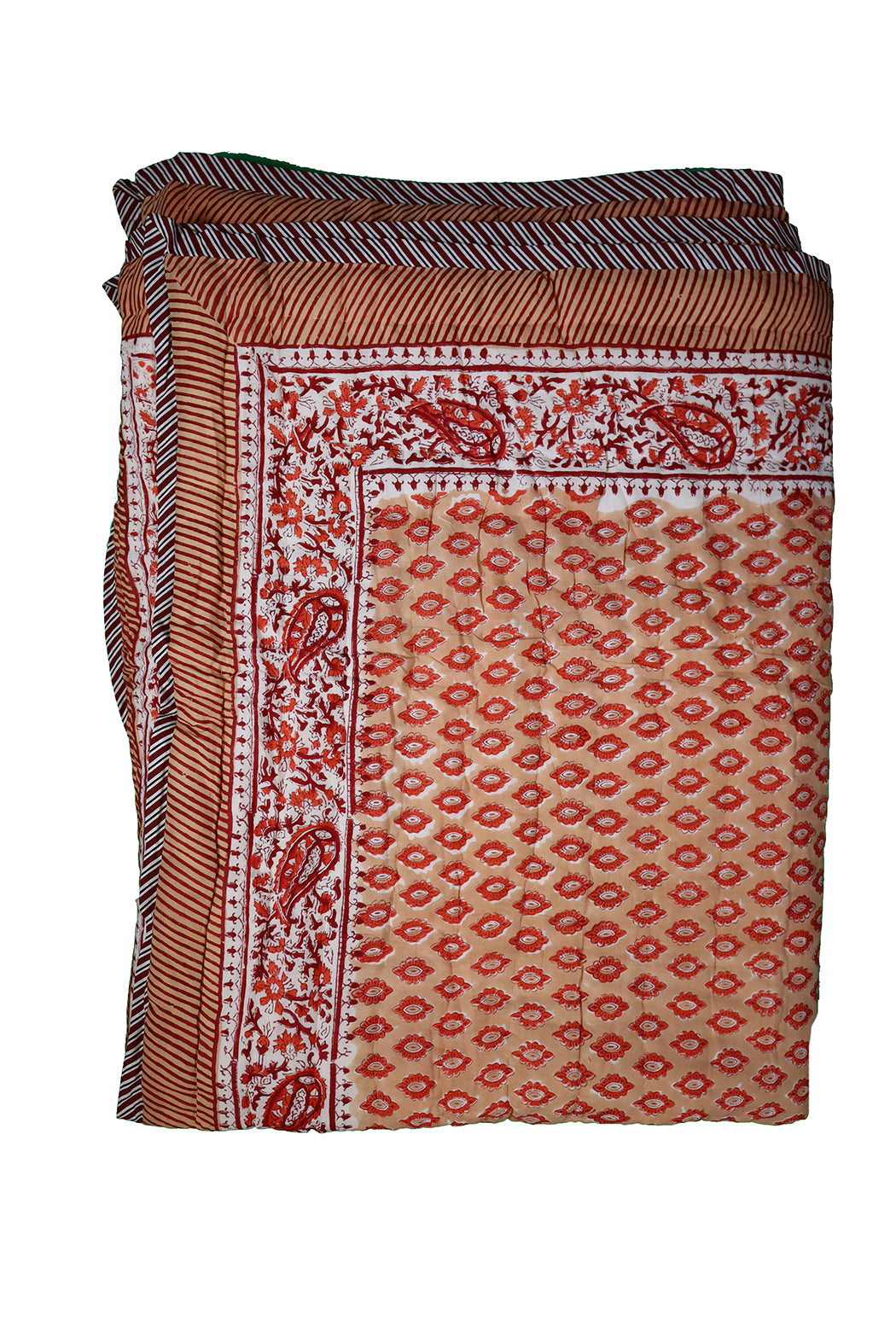 Gesteppte Decke mit Blockdruckmuster, 150 x 220 cm, rot, Baumwolle