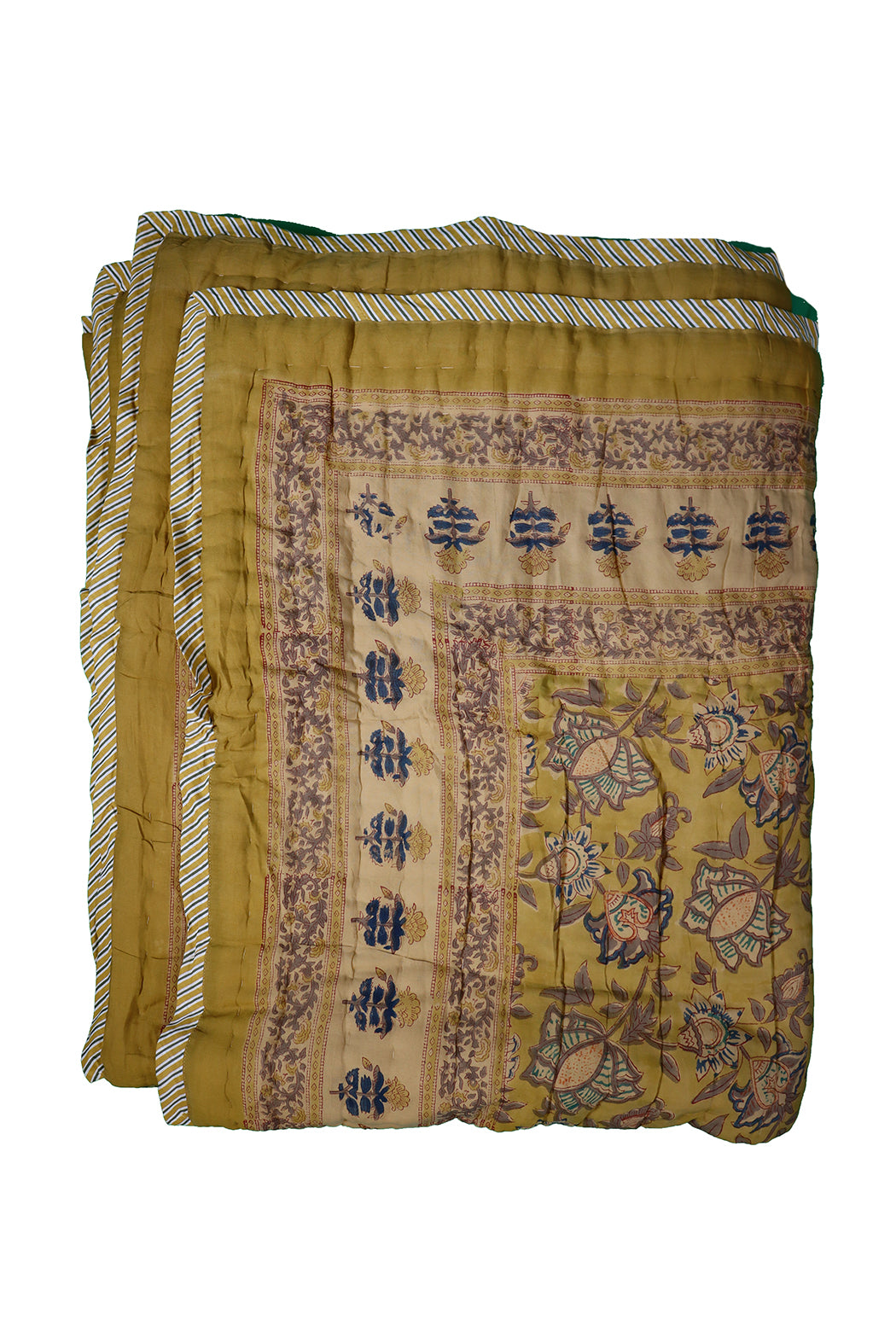 Gesteppte Decke mit Blockdruckmuster, 150 x 220 cm, blau, Baumwolle
