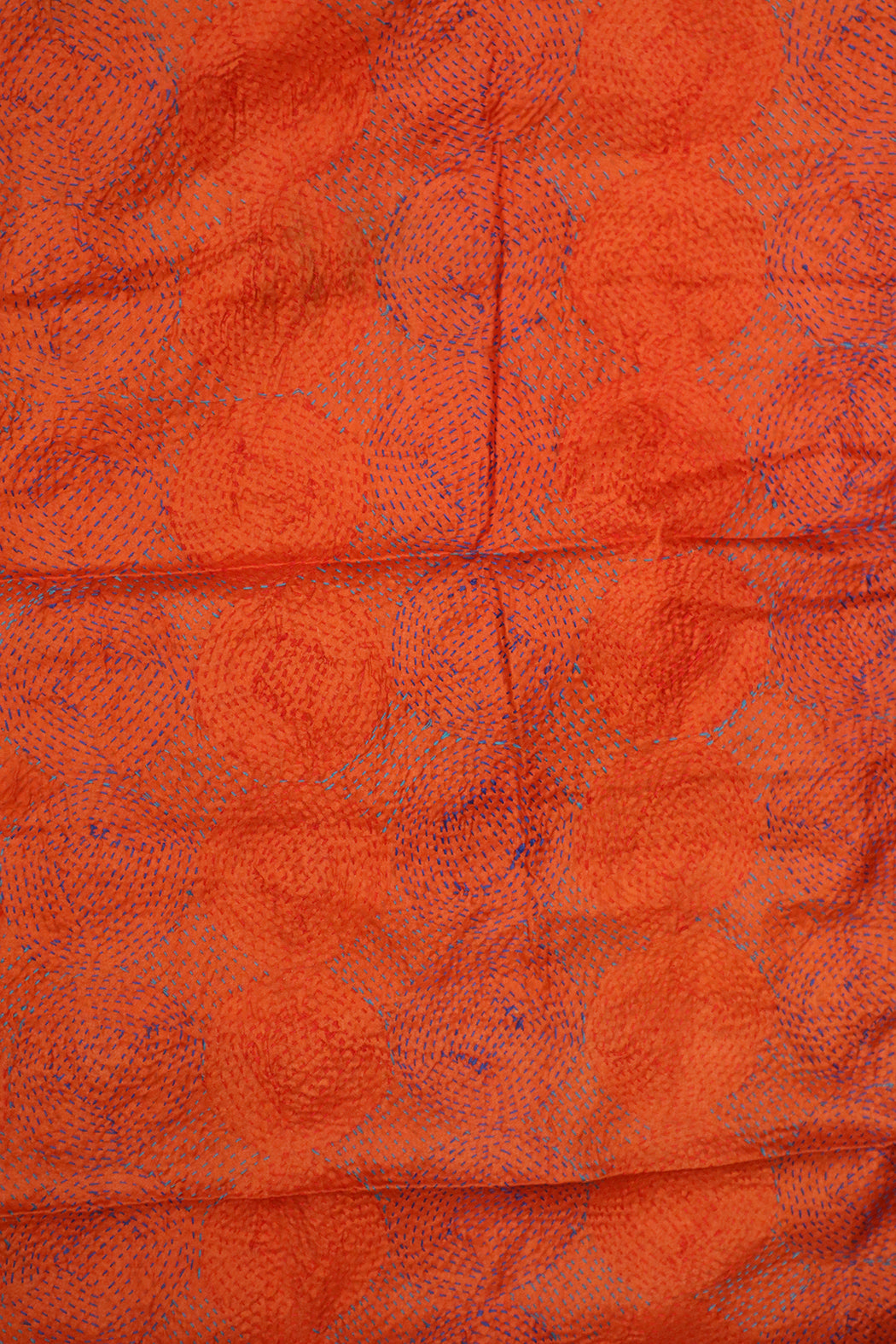 Kantha Vintage-Schal 40x190 cm, Seide, rundes Kantha