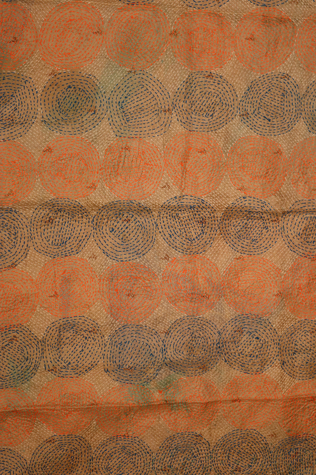 Kantha Vintage-Schal 40x190 cm, Seide, rundes Kantha