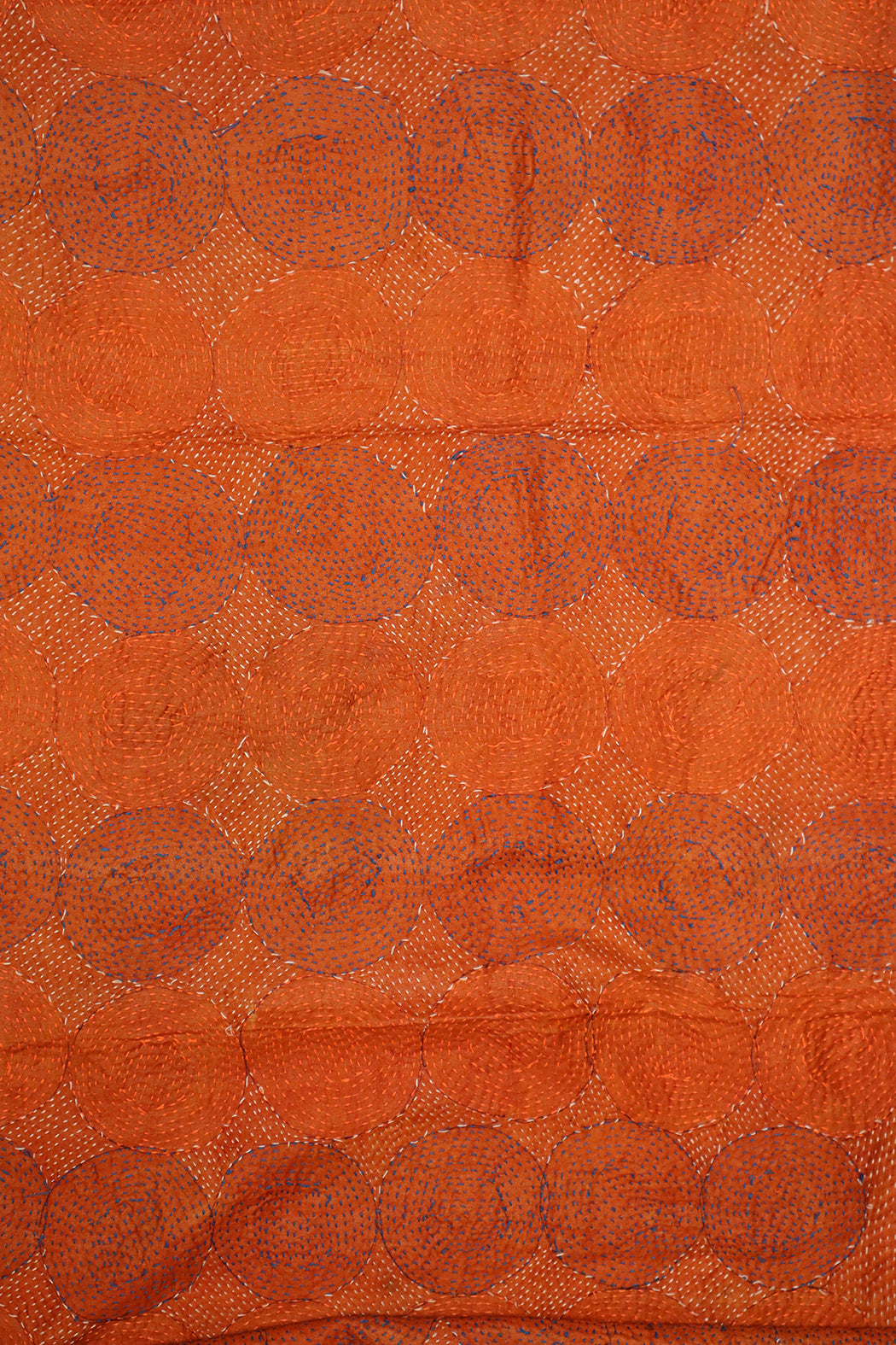 Kantha Vintage-Schal 40x190 cm, Seide, rundes Kantha