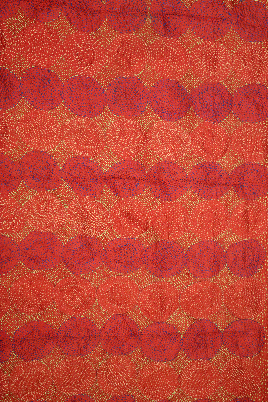Kantha Vintage-Schal 40x190 cm, Seide, rundes Kantha