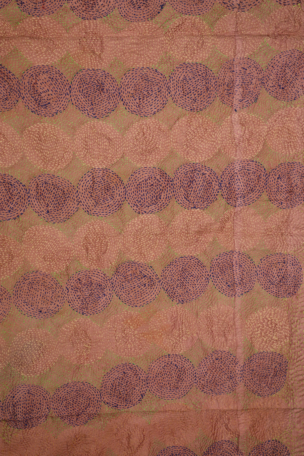 Kantha Vintage-Schal 40x190 cm, Seide, rundes Kantha