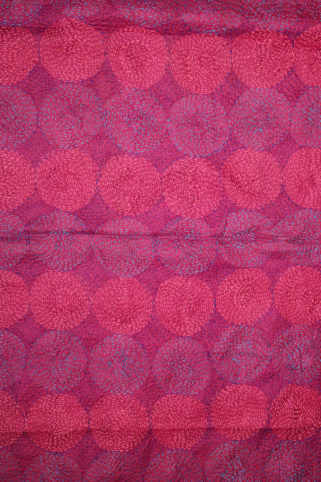Kantha Vintage-Schal 40x190 cm, Seide, rundes Kantha