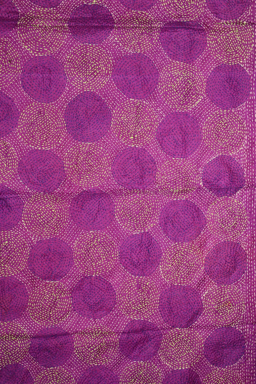 Kantha Vintage-Schal 40x190 cm, Seide, rundes Kantha