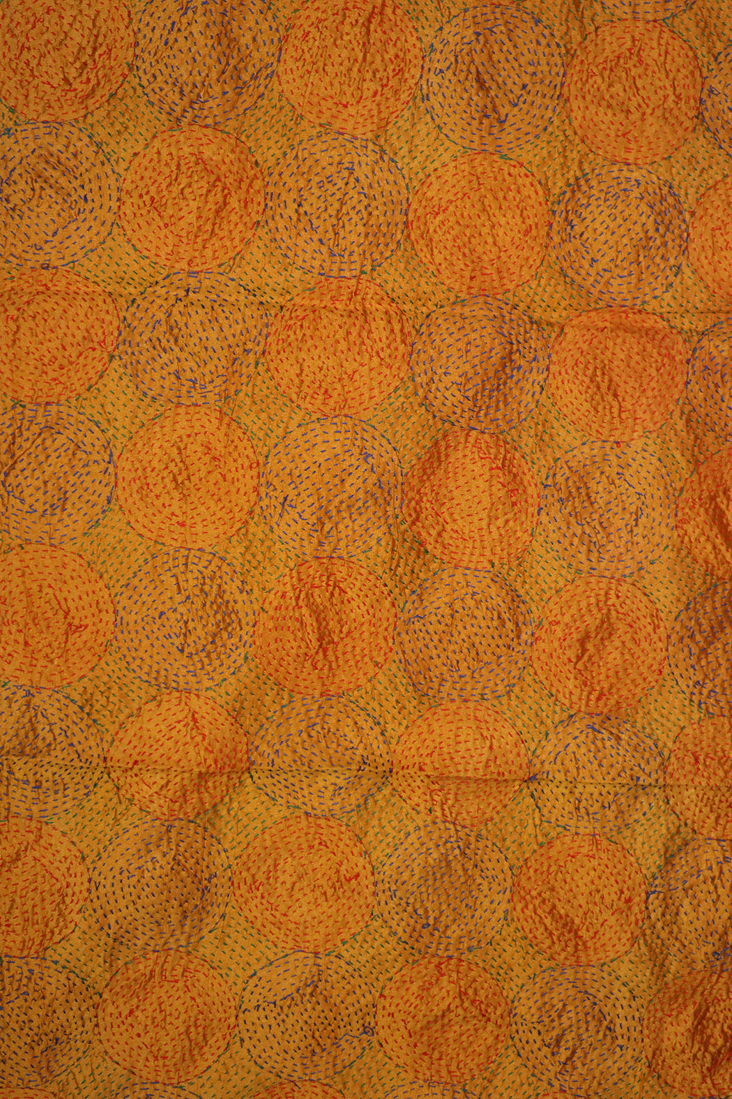 Kantha Vintage-Schal 40x190 cm, Seide, rundes Kantha