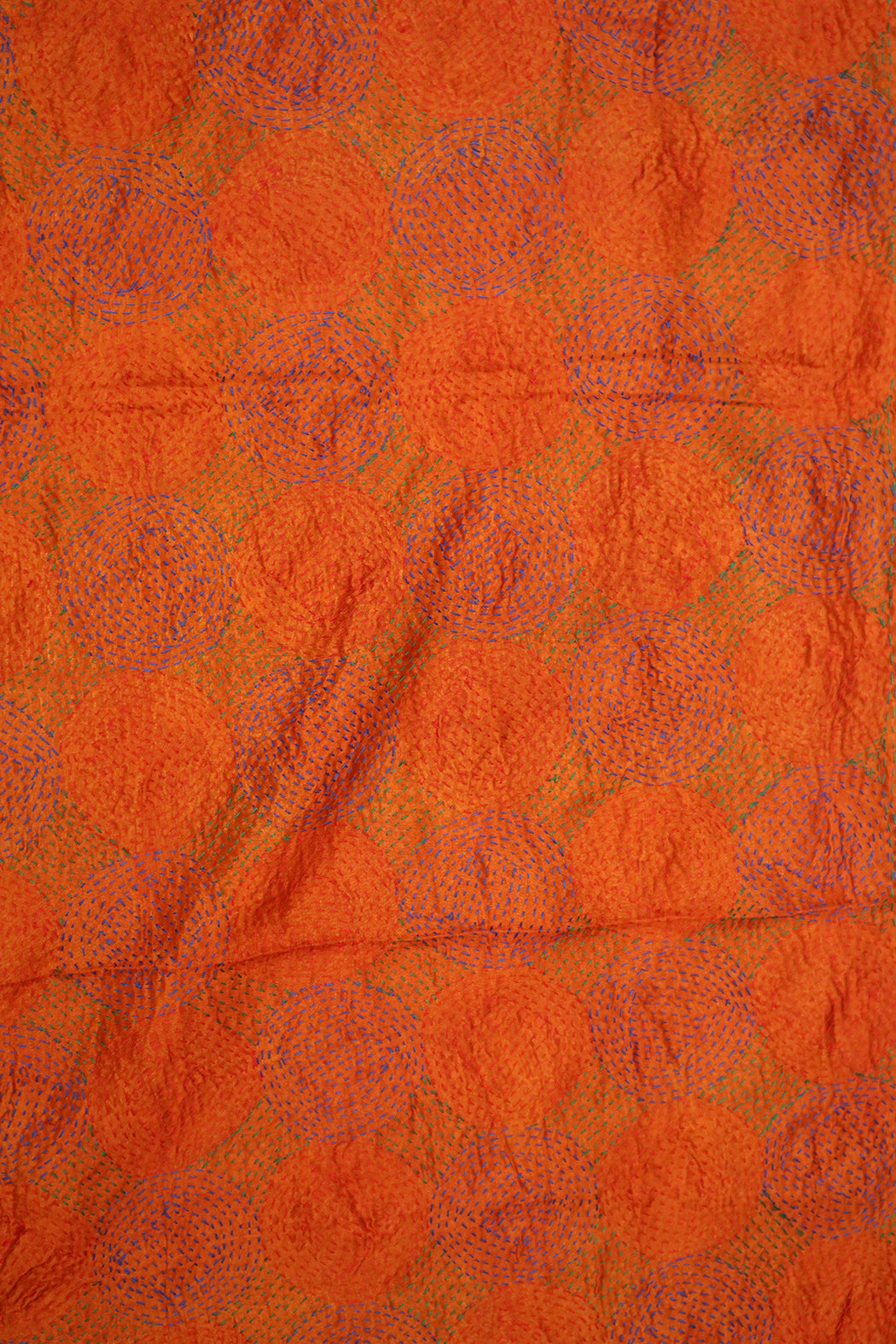 Kantha Vintage-Schal 40x190 cm, Seide, rundes Kantha